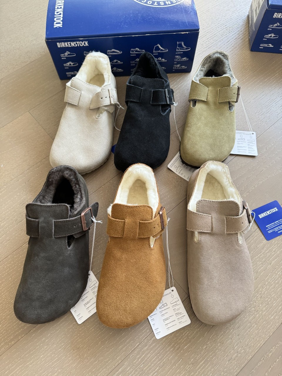 버켄스탁 BIRKENSTOCK 런던 퍼 스웨이드 레더 겨울 슬립온 클로그 남녀공용 커플신발 [사이즈] 35~44