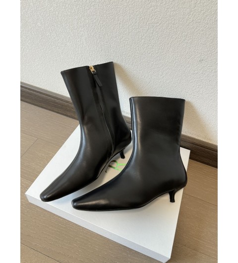 더로우 THE ROW 블랙 가죽 슈림톤 앵클 부츠 F1423VBC60 [사이즈] 35~40 @ 굽 3.5cm + 높이 21cm