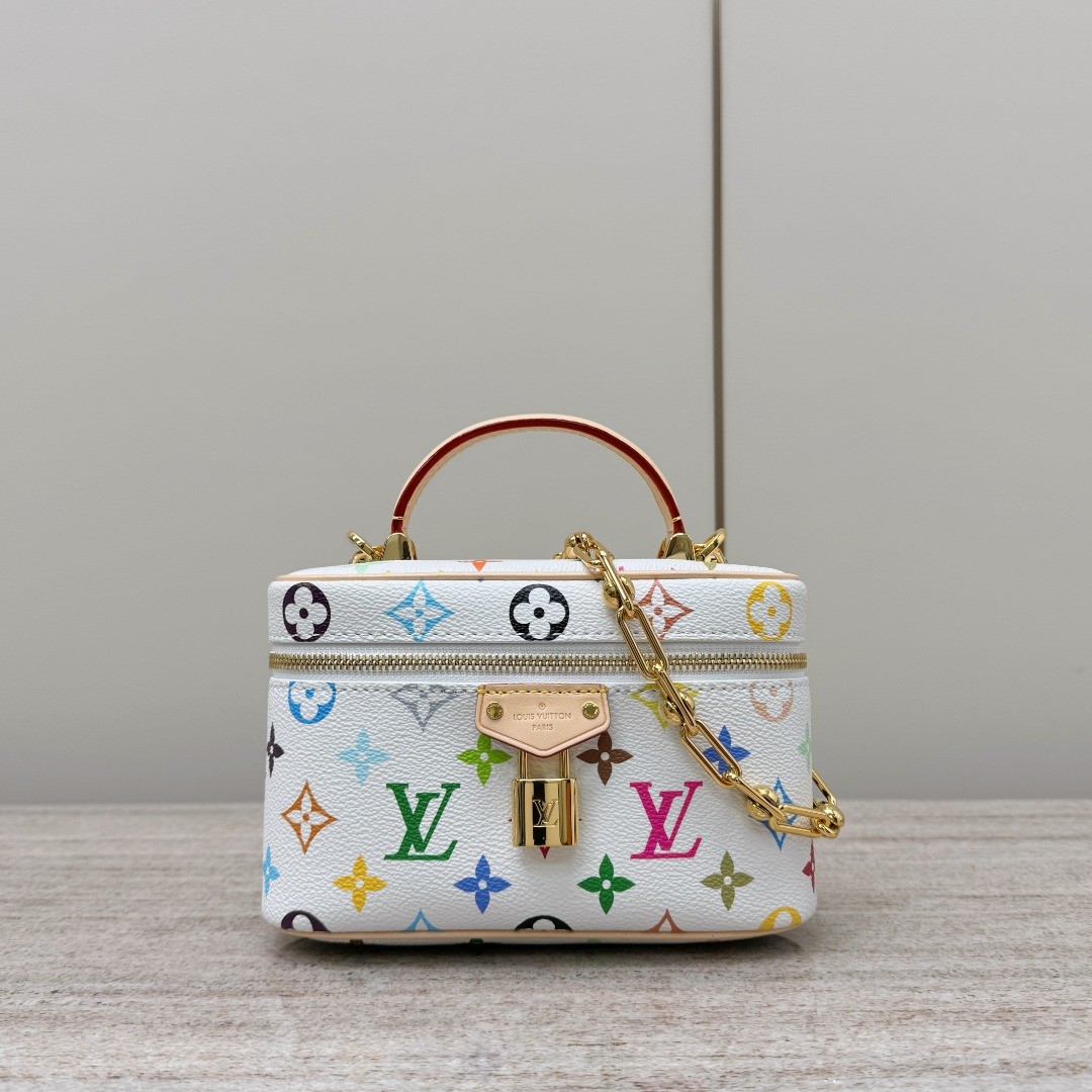 루이비통 x 무라카미 타카시 베니티 체인 파우치 멀티컬러 화이트 19x13x11cm