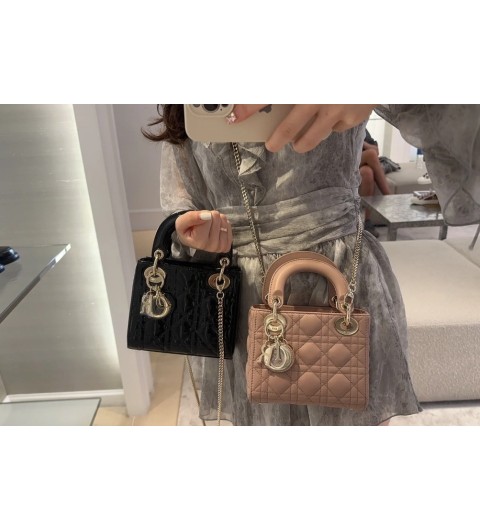 DIOR 레이디 디올 백 미니 까나쥬 M0505ONGE 17cm #여왕