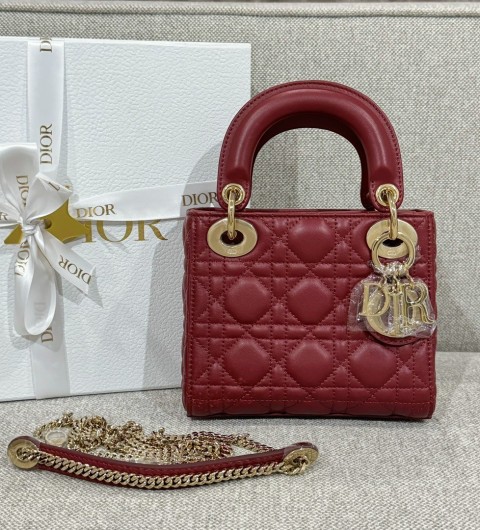 DIOR 레이디 디올 백 미니 까나쥬 M0505ONGE 17cm #여왕